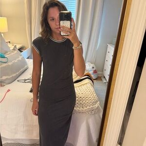 Anthropologie tshirt maxi dress dark grey